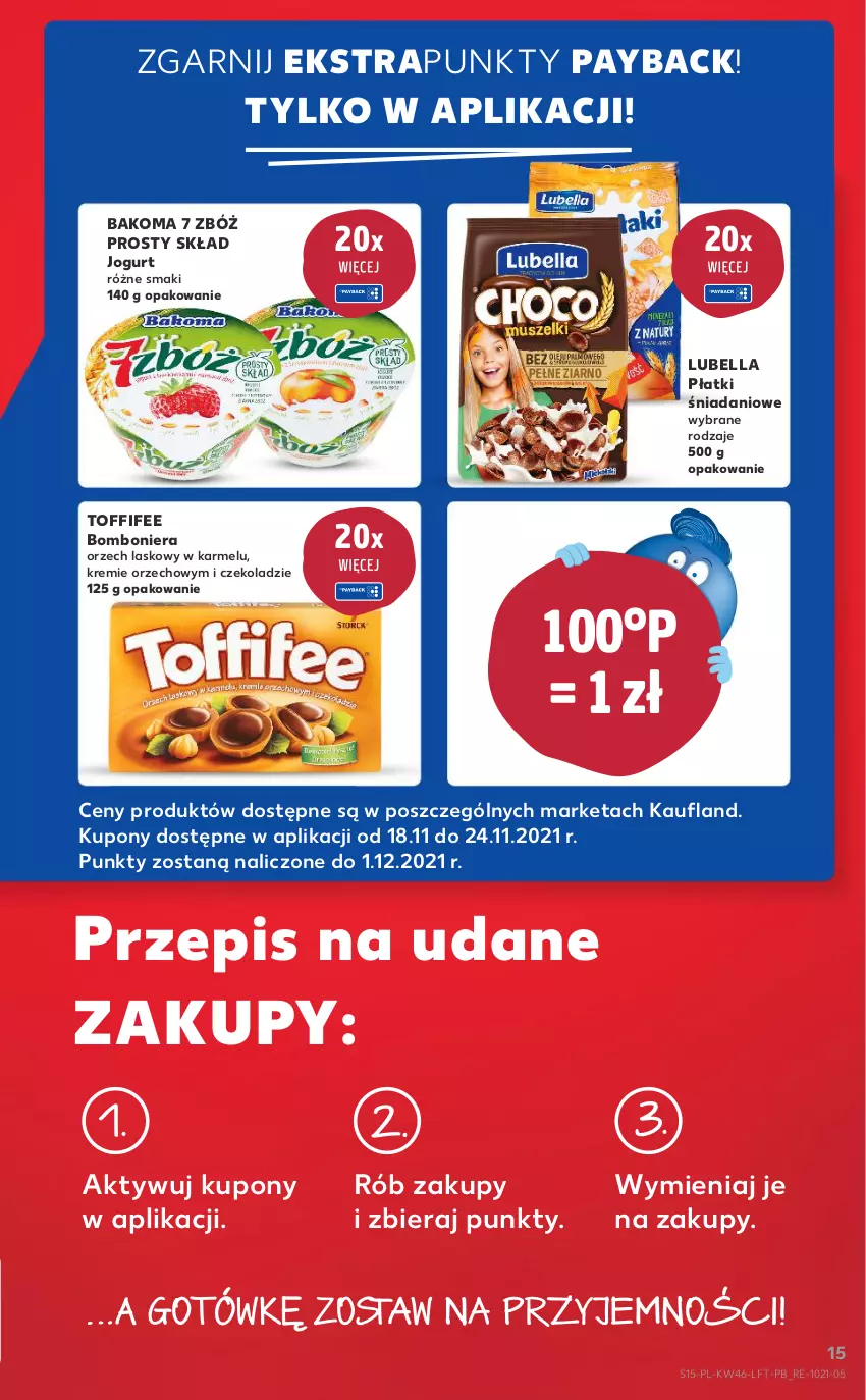 Gazetka promocyjna Kaufland - OFERTA TYGODNIA - ważna 18.11 do 24.11.2021 - strona 15 - produkty: Bakoma, Bell, Bella, Bomboniera, Danio, Jogurt, Lubella, Toffifee