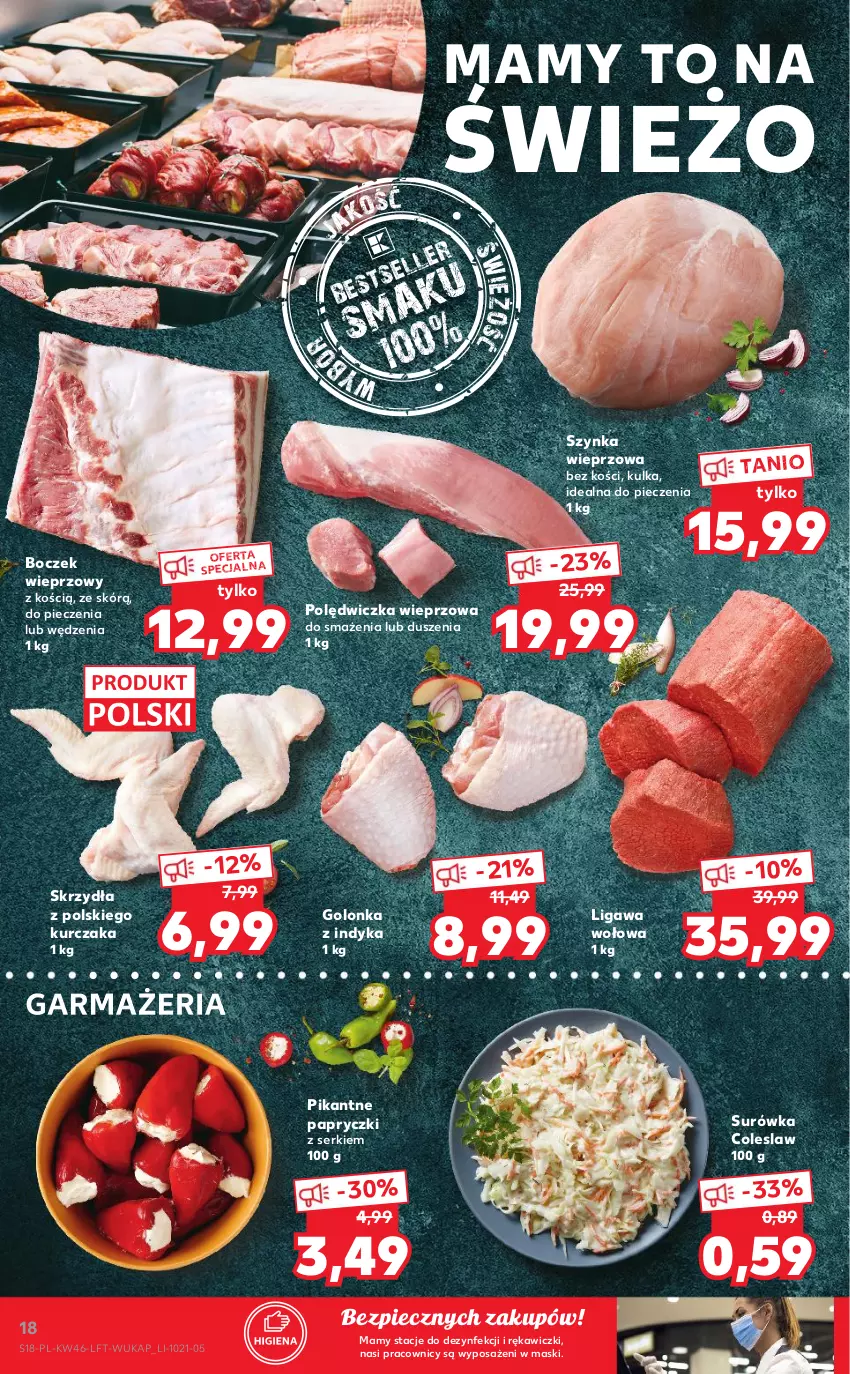 Gazetka promocyjna Kaufland - OFERTA TYGODNIA - ważna 18.11 do 24.11.2021 - strona 18 - produkty: Boczek, Boczek wieprzowy, Drób, Golonka z indyka, Kurczak, Mięso, Piec, Polędwiczka wieprzowa, Ser, Surówka, Surówka coleslaw, Szynka, Szynka wieprzowa