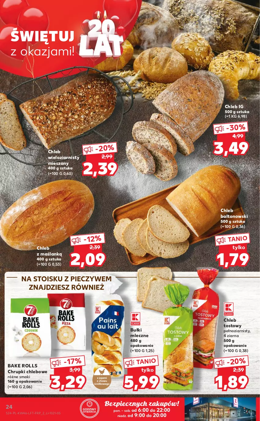 Gazetka promocyjna Kaufland - OFERTA TYGODNIA - ważna 18.11 do 24.11.2021 - strona 24 - produkty: Bake Rolls, Chleb, Chleb tostowy, Chleb wieloziarnisty, Chrupki, Chrupki chlebowe, Piec