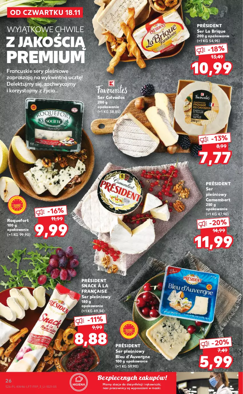 Gazetka promocyjna Kaufland - OFERTA TYGODNIA - ważna 18.11 do 24.11.2021 - strona 26 - produkty: Camembert, Piec, Président, Roquefort, Ser, Ser pleśniowy, Snack à la française