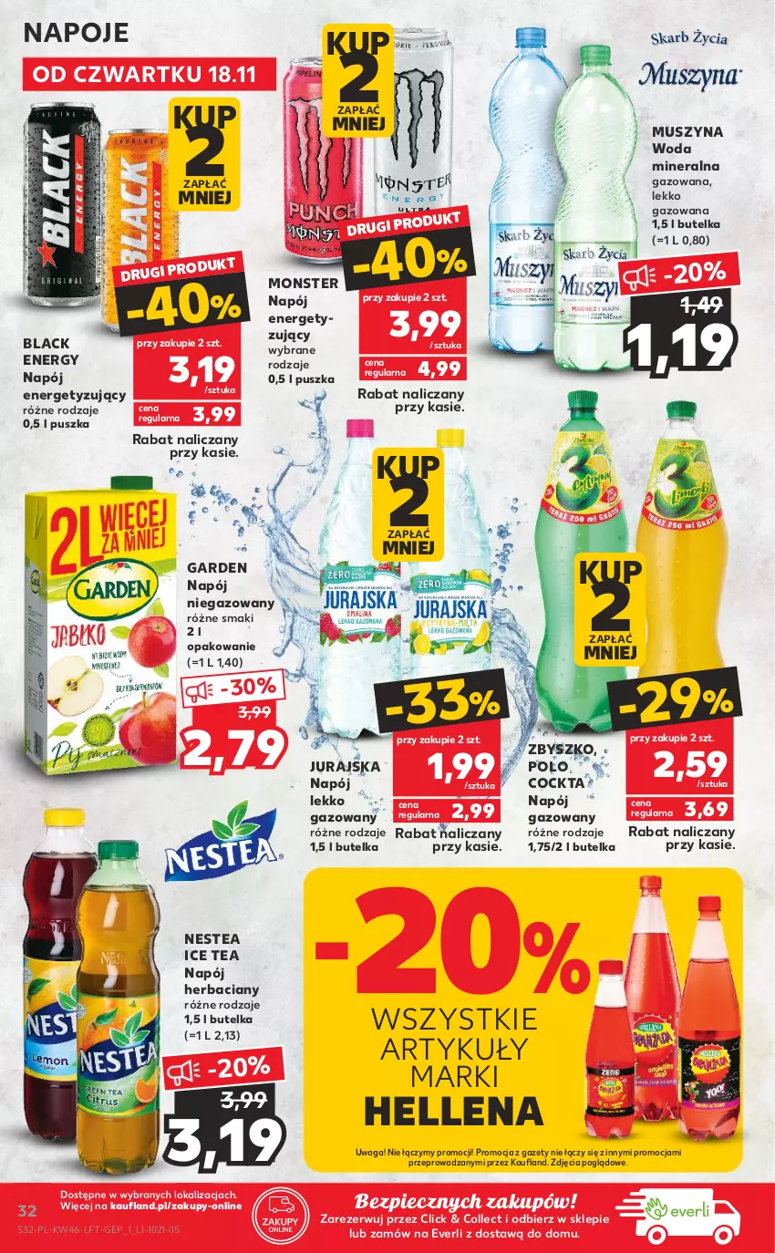 Gazetka promocyjna Kaufland - OFERTA TYGODNIA - ważna 18.11 do 24.11.2021 - strona 32 - produkty: Hellena, Ice tea, Lack, Mus, Napój, Napój gazowany, Napój niegazowany, Napoje, Nestea, Piec, Szyna, Waga, Woda, Woda mineralna