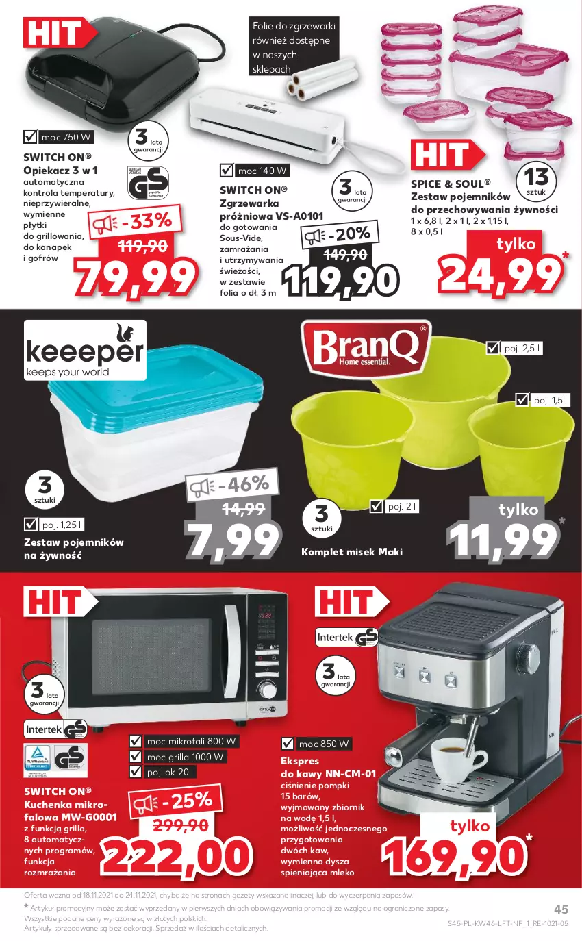 Gazetka promocyjna Kaufland - OFERTA TYGODNIA - ważna 18.11 do 24.11.2021 - strona 45 - produkty: Fa, Gra, Grill, Kuchenka mikrofalowa, Mleko, Pojemnik, Warka