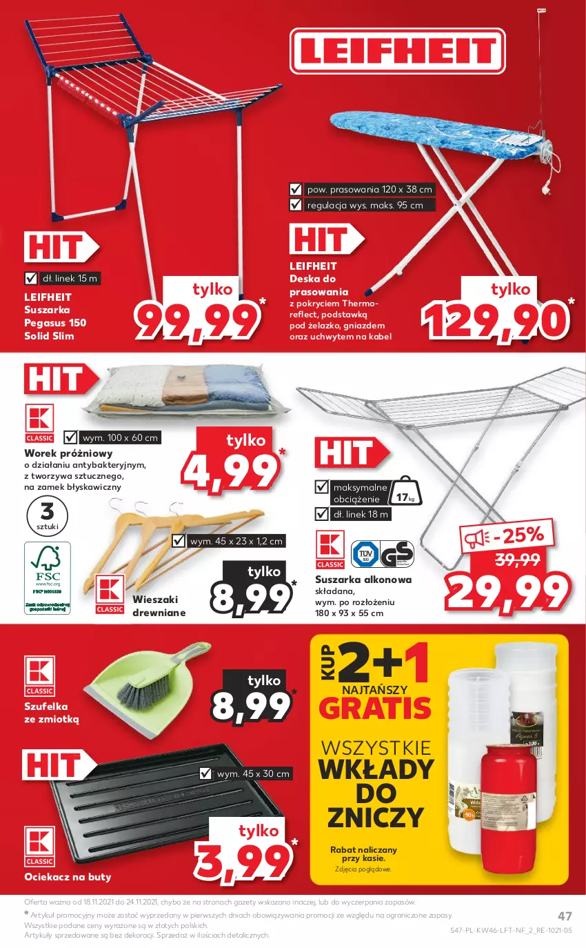 Gazetka promocyjna Kaufland - OFERTA TYGODNIA - ważna 18.11 do 24.11.2021 - strona 47 - produkty: Asus, Buty, Deska do prasowania, Gra, Ociekacz, Suszarka, Szufelka, Wieszak, Znicz