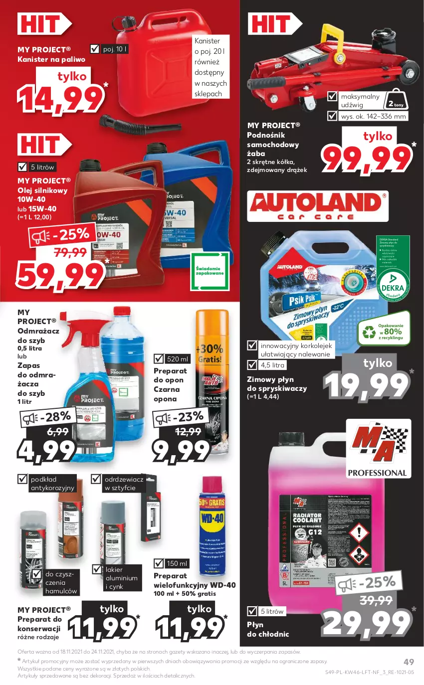 Gazetka promocyjna Kaufland - OFERTA TYGODNIA - ważna 18.11 do 24.11.2021 - strona 49 - produkty: Cynk, Dźwig, Gra, Lakier, Odmrażacz do szyb, Olej, Olej silnikowy, Płyn do chłodnic, Płyn do spryskiwaczy, Podkład, Ser, WD-40