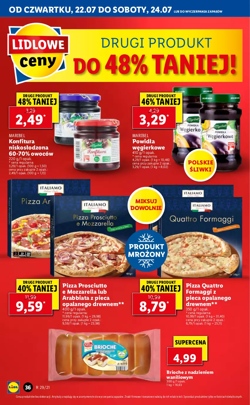 Gazetka promocyjna Lidl - GAZETKA - ważna 22.07 do 24.07.2021 - strona 36 - produkty: Konfitura, Maggi, Mozzarella, Piec, Pizza, Prosciutto