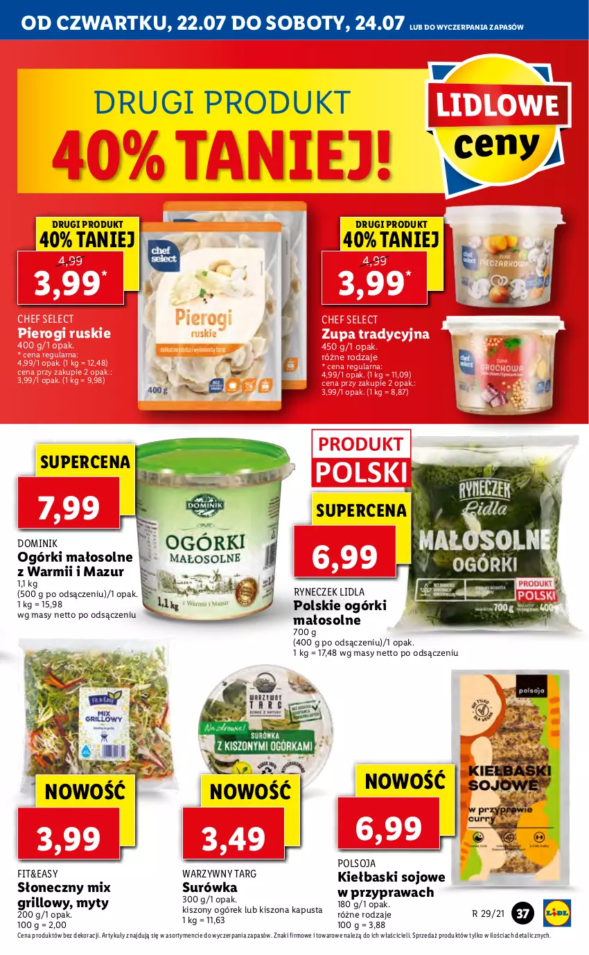 Gazetka promocyjna Lidl - GAZETKA - ważna 22.07 do 24.07.2021 - strona 37 - produkty: Grill, Ogórek, Pierogi, Surówka, Zupa