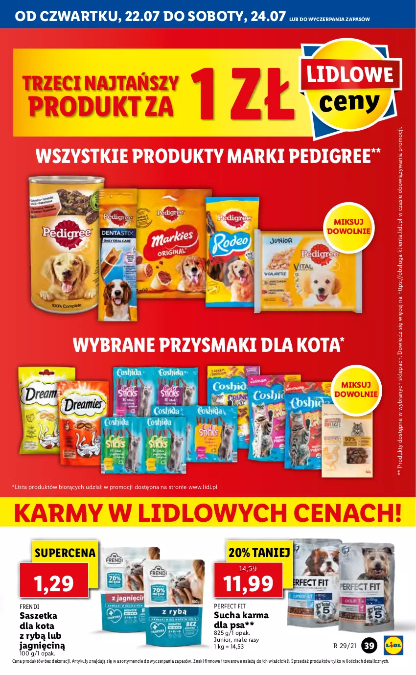 Gazetka promocyjna Lidl - GAZETKA - ważna 22.07 do 24.07.2021 - strona 39 - produkty: Pedigree, Przysmaki, Sucha karma