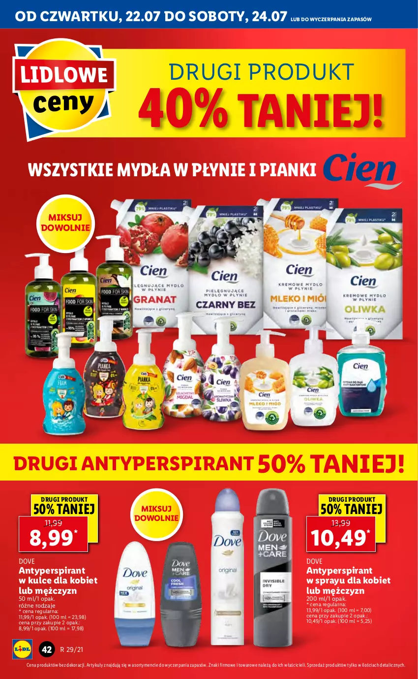 Gazetka promocyjna Lidl - GAZETKA - ważna 22.07 do 24.07.2021 - strona 42 - produkty: Antyperspirant, Dove