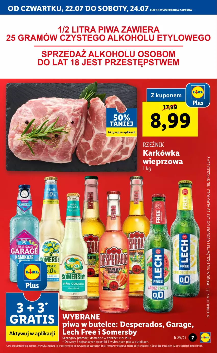 Gazetka promocyjna Lidl - GAZETKA - ważna 22.07 do 24.07.2021 - strona 7 - produkty: Desperados, Gra, Karkówka wieprzowa, Piwa, Somersby