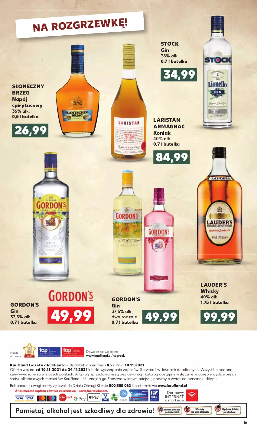 Gazetka promocyjna Kaufland - Oferta specjalna - ważna 10.11 do 24.11.2021 - strona 16 - produkty: Gin, Gordon's, Lauder's, Mięta, Napój, Stock, Wagi, Whisky