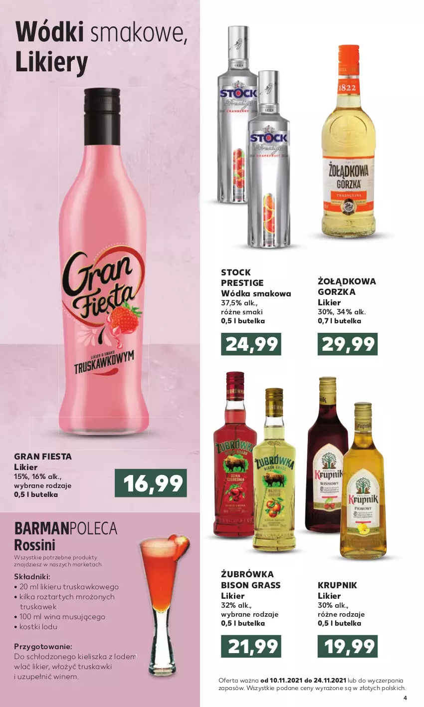 Gazetka promocyjna Kaufland - Oferta specjalna - ważna 10.11 do 24.11.2021 - strona 4 - produkty: Gra, Krupnik, Likier, Mus, Stock, Truskawki, Wódka