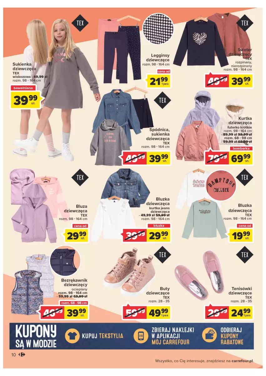 Gazetka promocyjna Carrefour - Gazetka Poznaj modne strony jesieni - ważna 06.09 do 17.09.2022 - strona 10 - produkty: Bluza, Buty, Gin, Klej, Kurtka, Legginsy, Spódnica, Sukienka, Tenisówki