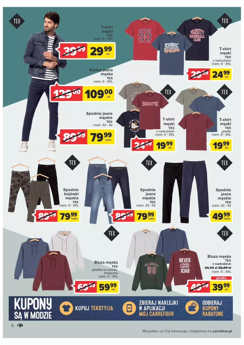 Gazetka promocyjna Carrefour - Gazetka Poznaj modne strony jesieni - ważna 06.09 do 17.09.2022 - strona 6 - produkty: Bluza, Fa, Klej, Spodnie, Spodnie jeans, T-shirt