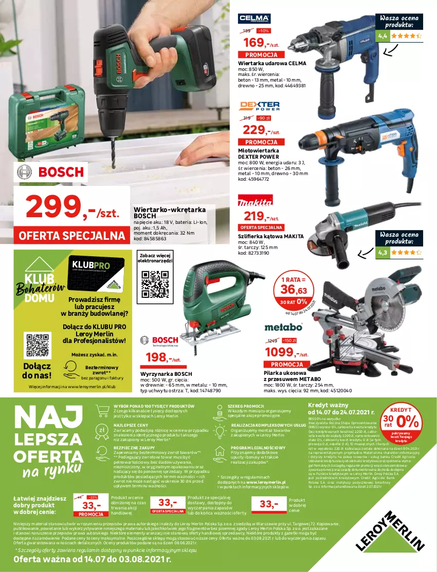 Gazetka promocyjna Leroy Merlin - Nowa Podłoga - ważna 14.07 do 03.08.2021 - strona 24 - produkty: Bateria, Bosch, Celma, Fa, Gin, Gra, Kosz, Makita, Młot, Młotowiertarka, Mus, O nas, Piec, Pilarka ukosowa, Pokrywa, Sok, Sprzedawcy, Szlifierka, Szlifierka kątowa, Tarka, Top, Wiertarka, Wiertarka udarowa, Wkręt, Wkrętarka, Wyrzynarka