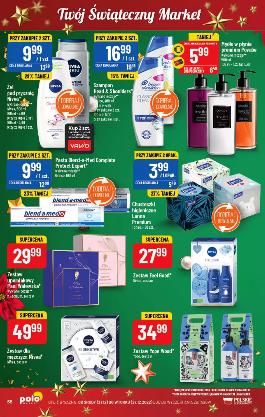 Gazetka promocyjna PoloMarket - Gazetka pomocyjna - ważna 21.12 do 27.12.2022 - strona 58 - produkty: Blend-a-Med, Chusteczki, Fa, Koc, Nivea, Yope