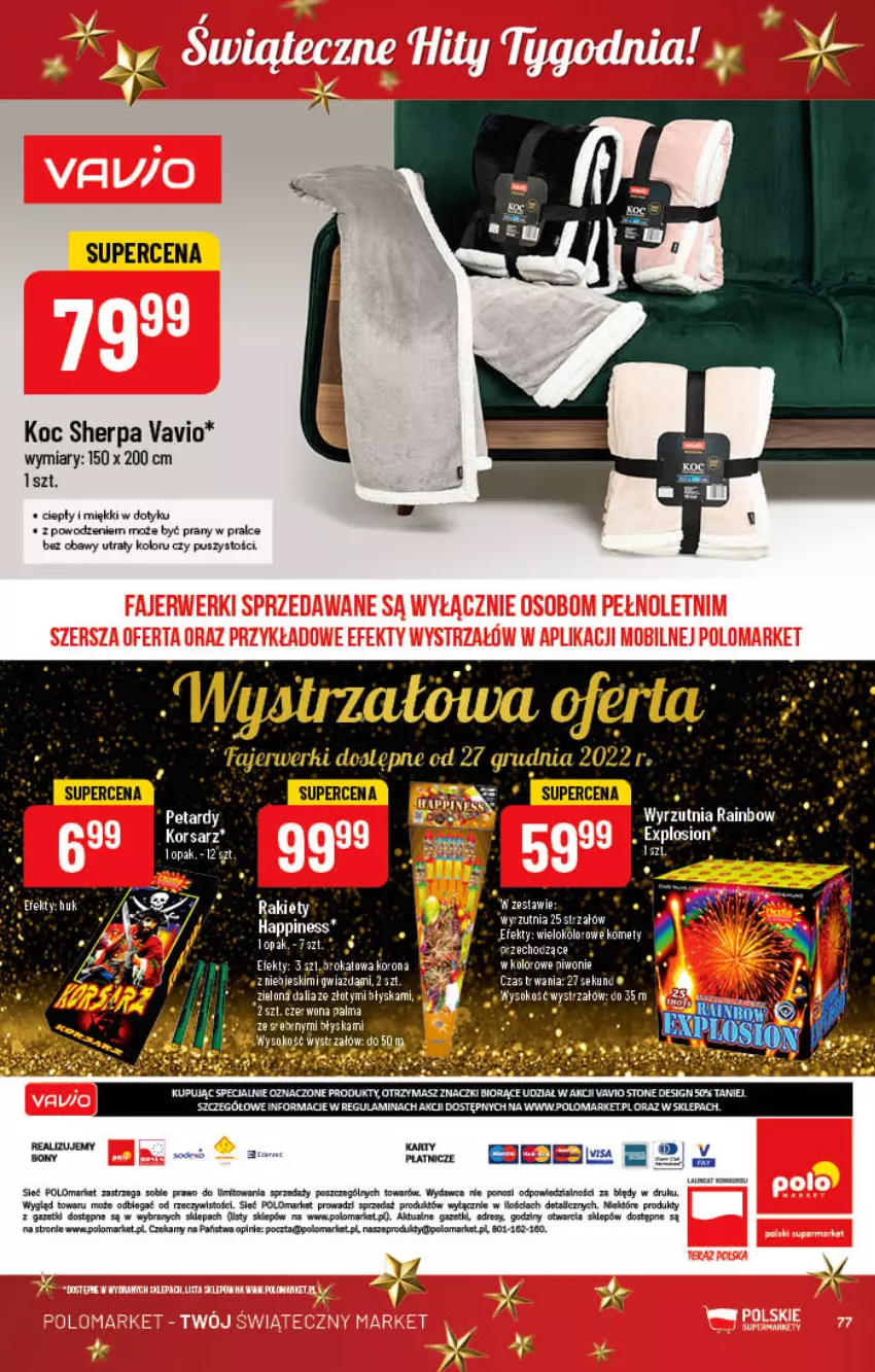 Gazetka promocyjna PoloMarket - Gazetka pomocyjna - ważna 21.12 do 27.12.2022 - strona 77 - produkty: Fa, Gwiazda, Koc, Piwo, Sok, Stek, Strzałów, Wyrzutnia