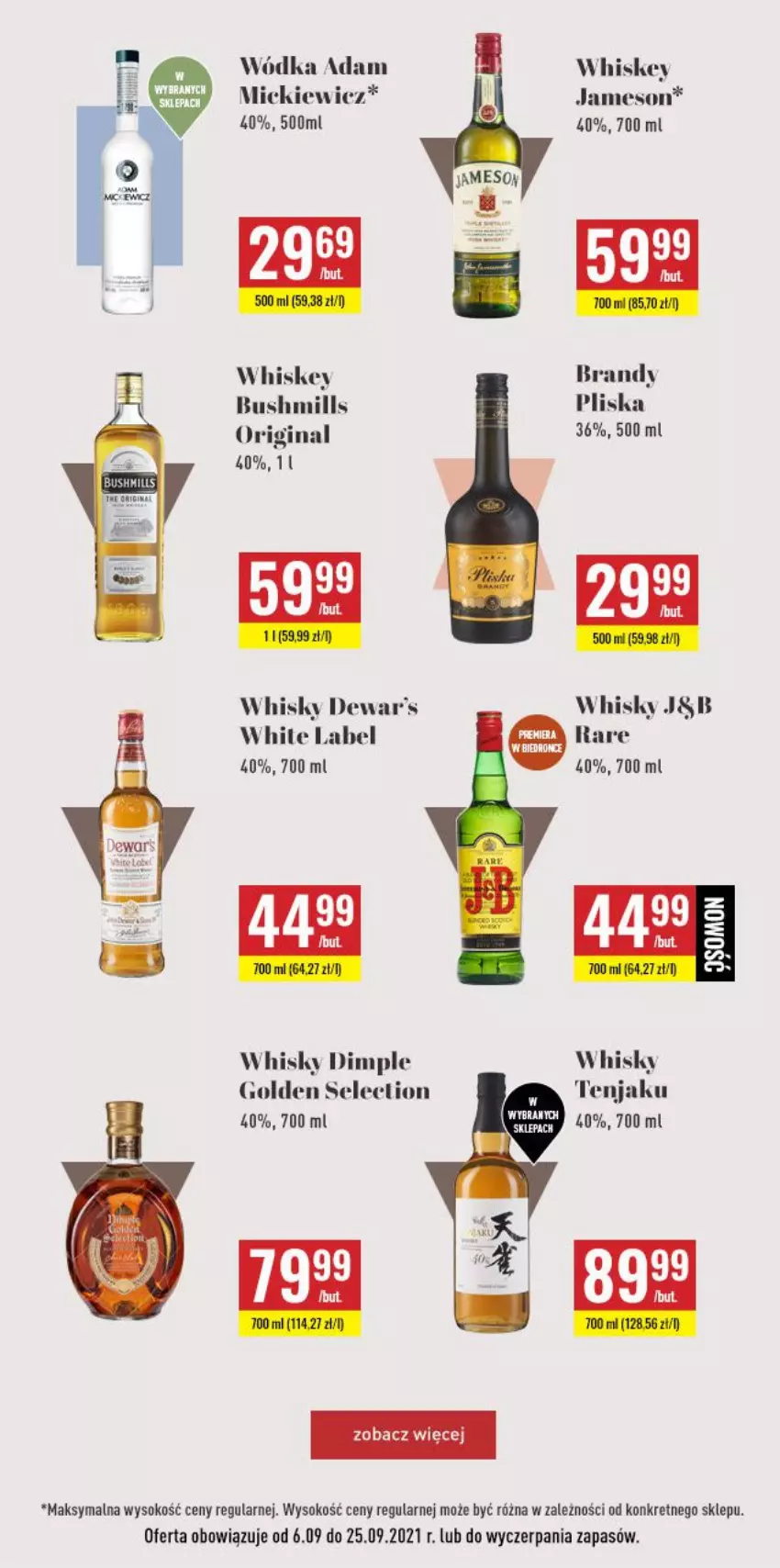 Gazetka promocyjna Biedronka - Czas na Toast Wrzesień - ważna 06.09 do 25.09.2021 - strona 3 - produkty: Brandy, Bushmills, Gin, Jameson, Kret, Pliska, Sok, Whiskey, Whisky, Wódka