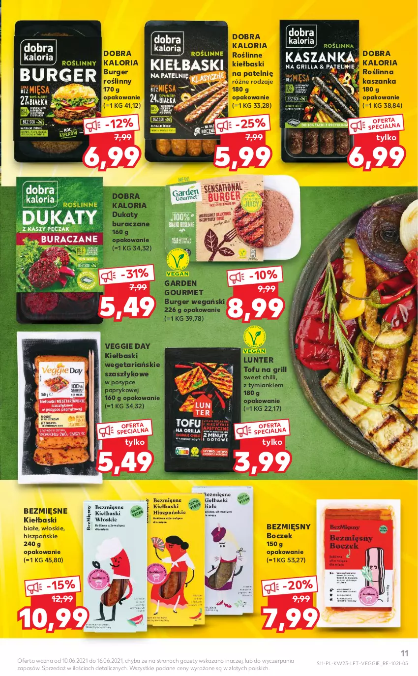 Gazetka promocyjna Kaufland - OFERTA TYGODNIA - ważna 10.06 do 16.06.2021 - strona 11 - produkty: Boczek, Burger, Grill, Kasza, Kaszanka, Kiełbaski białe, Roślinne kiełbaski, Tofu