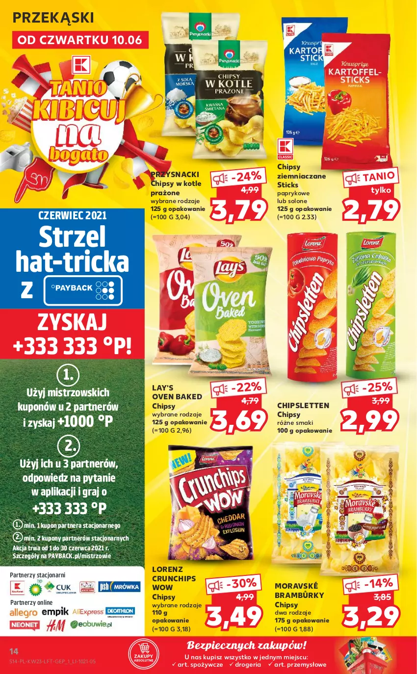 Gazetka promocyjna Kaufland - OFERTA TYGODNIA - ważna 10.06 do 16.06.2021 - strona 14 - produkty: Chipsy, Crunchips, Gra, Lorenz, Piec, Przysnacki