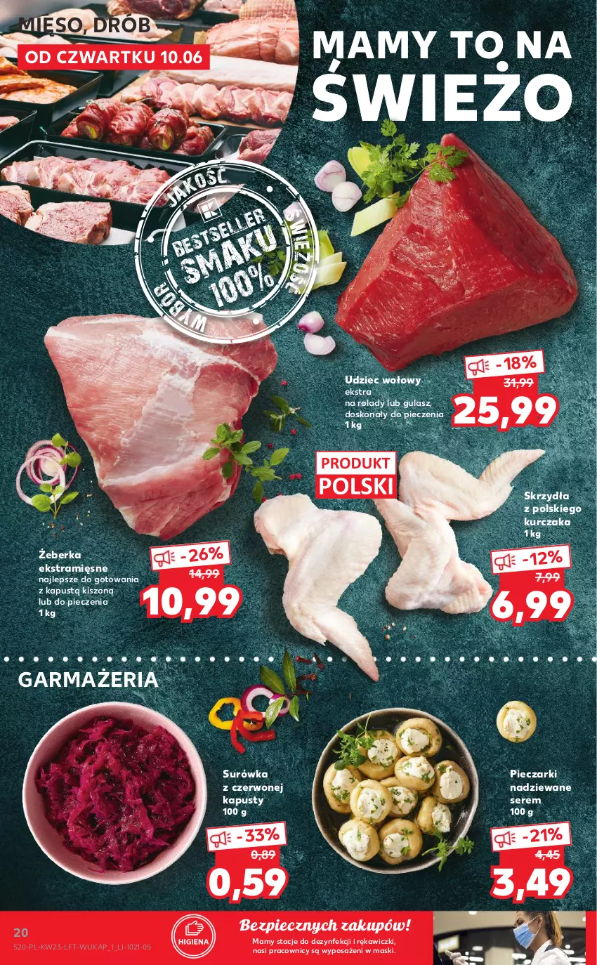 Gazetka promocyjna Kaufland - OFERTA TYGODNIA - ważna 10.06 do 16.06.2021 - strona 20 - produkty: Drób, Kapustą, Kurczak, Mięso, Piec, Ser, Surówka, Udziec wołowy