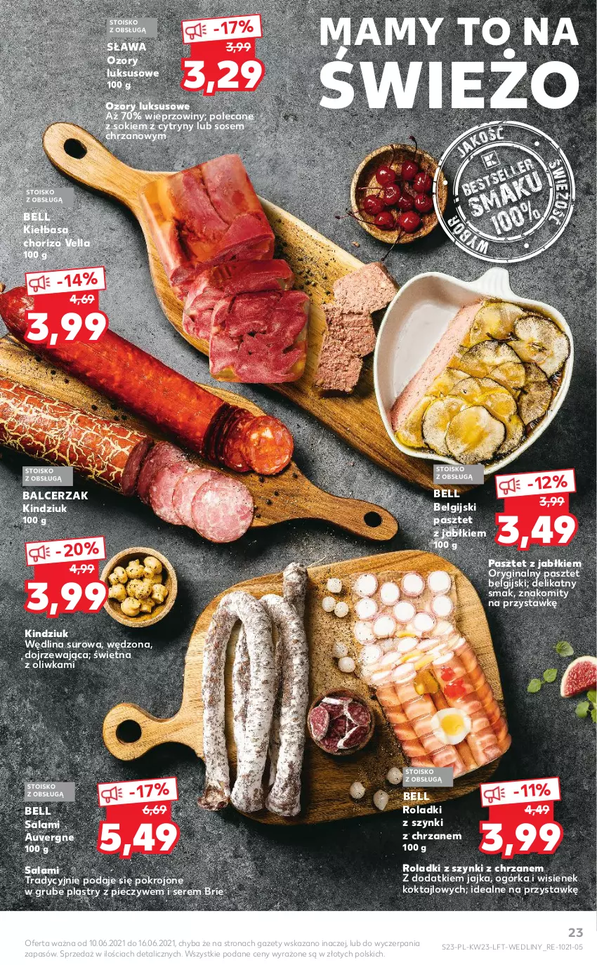 Gazetka promocyjna Kaufland - OFERTA TYGODNIA - ważna 10.06 do 16.06.2021 - strona 23 - produkty: Bell, Brie, Chrzan, Cytryny, Gin, Kiełbasa, Kindziuk, LG, Pasztet, Piec, Salami, Ser, Sok, Sos, Wędlina