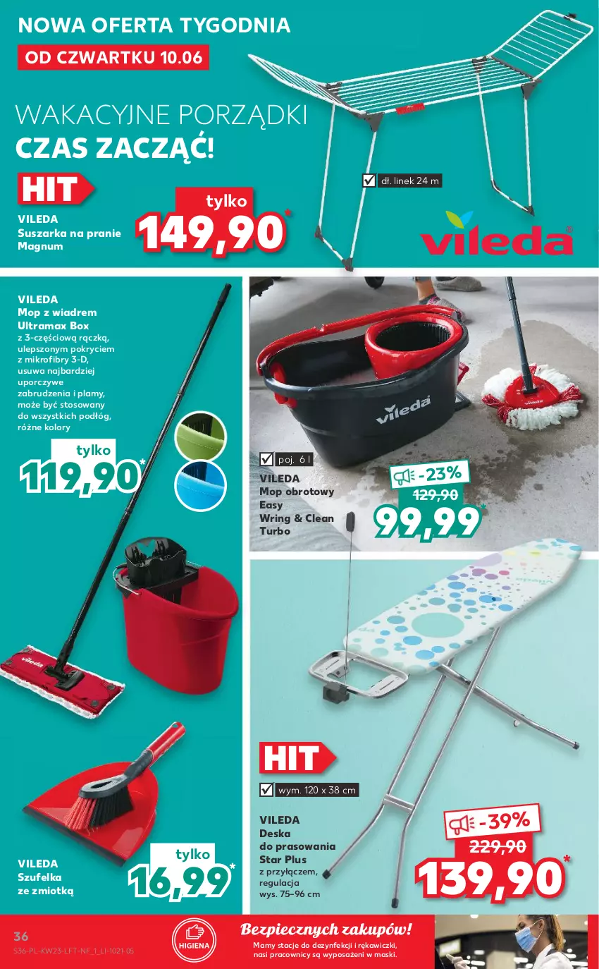 Gazetka promocyjna Kaufland - OFERTA TYGODNIA - ważna 10.06 do 16.06.2021 - strona 36 - produkty: Deska do prasowania, Mop, Piec, Por, Rama, Suszarka, Suszarka na pranie, Szufelka, Vileda