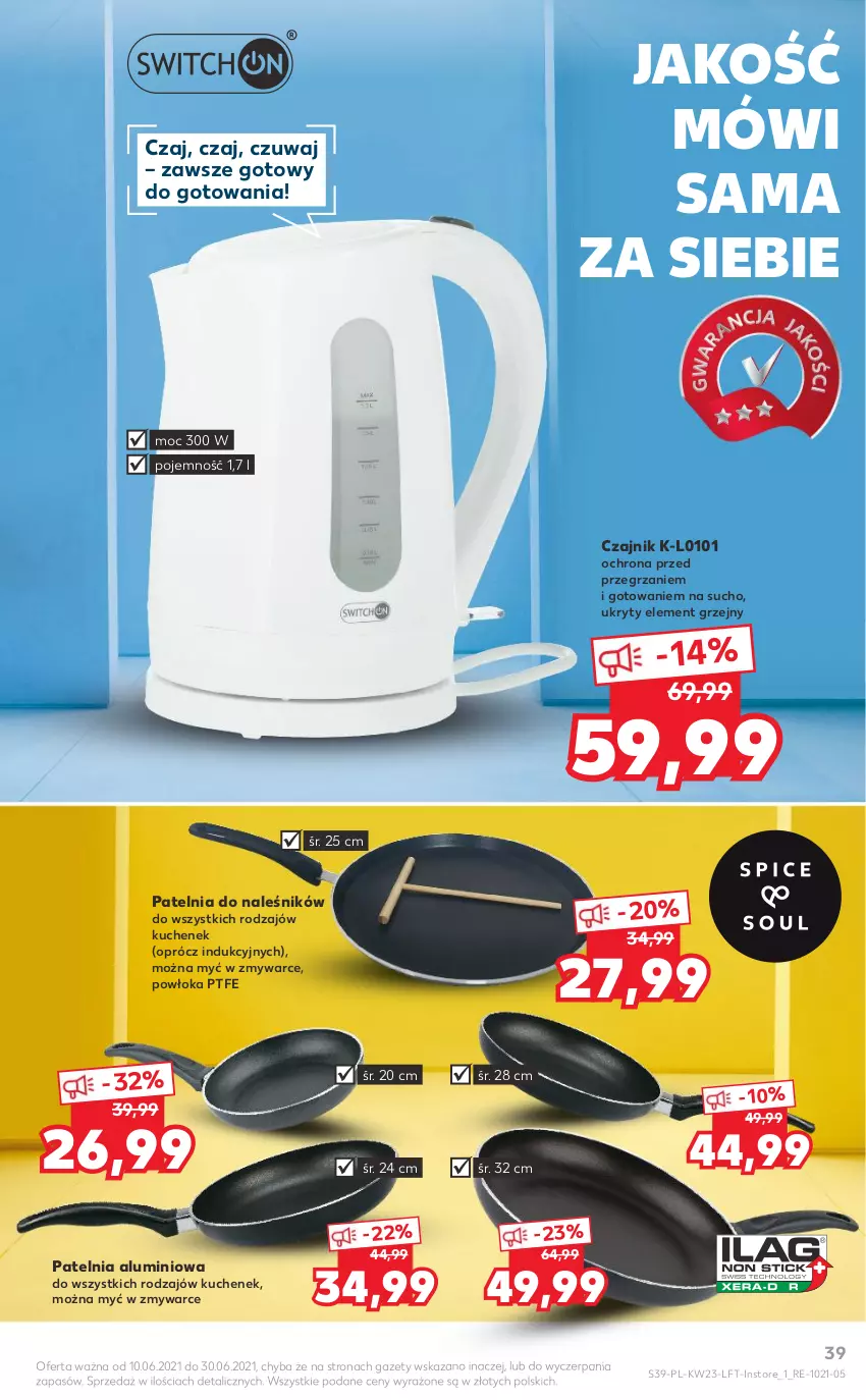 Gazetka promocyjna Kaufland - OFERTA TYGODNIA - ważna 10.06 do 16.06.2021 - strona 39 - produkty: Czajnik, Patelnia