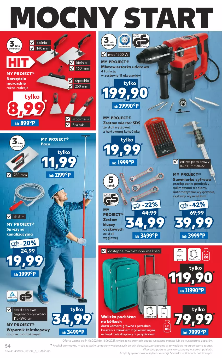 Gazetka promocyjna Kaufland - OFERTA TYGODNIA - ważna 10.06 do 16.06.2021 - strona 54 - produkty: Gra, Miarka, Młot, Młotowiertarka, Por, Sok, Tarka, Teleskop, Top, Walizka, Wiertarka, Wiertarka udarowa, Zestaw kluczy, Zestaw wierteł