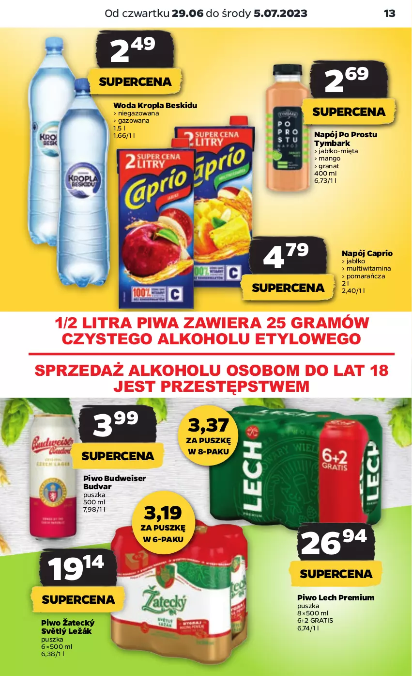 Gazetka promocyjna Netto - Artykuły spożywcze - ważna 29.06 do 05.07.2023 - strona 13 - produkty: Gra, Granat, Lech Premium, Mango, Mięta, Napój, Piwa, Piwo, Ser, Tymbark, Woda