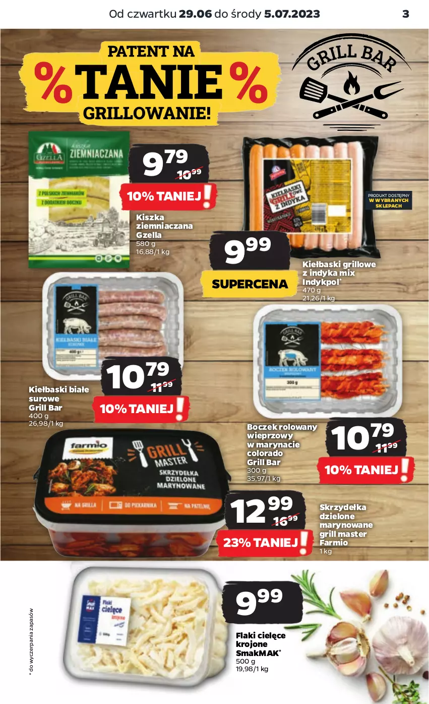 Gazetka promocyjna Netto - Artykuły spożywcze - ważna 29.06 do 05.07.2023 - strona 3 - produkty: Boczek, Fa, Flaki, Grill, Kiełbaski białe