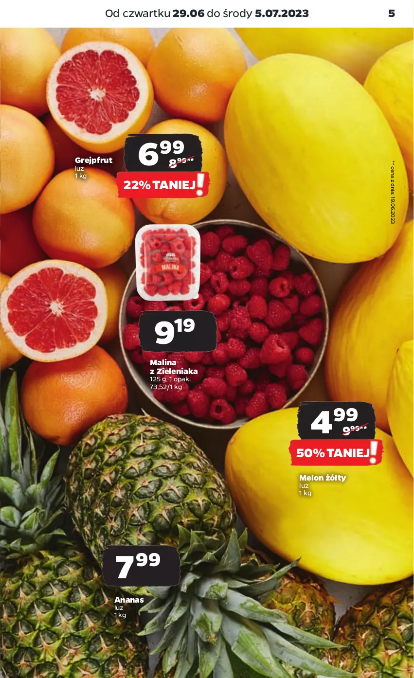 Gazetka promocyjna Netto - Artykuły spożywcze - ważna 29.06 do 05.07.2023 - strona 5 - produkty: Ananas, Grejpfrut, Melon