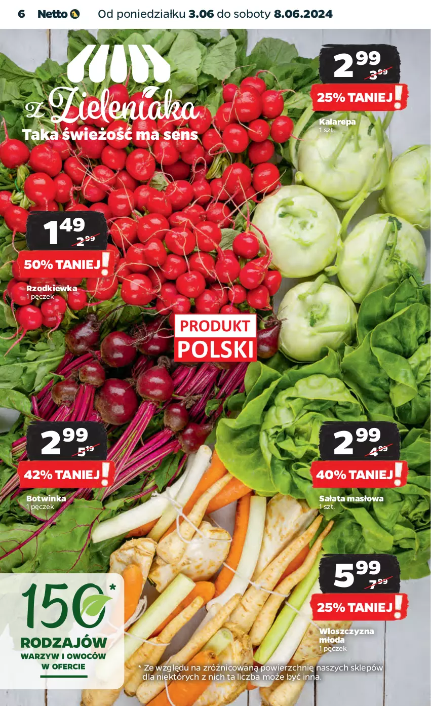 Gazetka promocyjna Netto - Artykuły spożywcze - ważna 03.06 do 08.06.2024 - strona 6 - produkty: Inka, Masło, Rzodkiewka, Sałat, Sałata masłowa