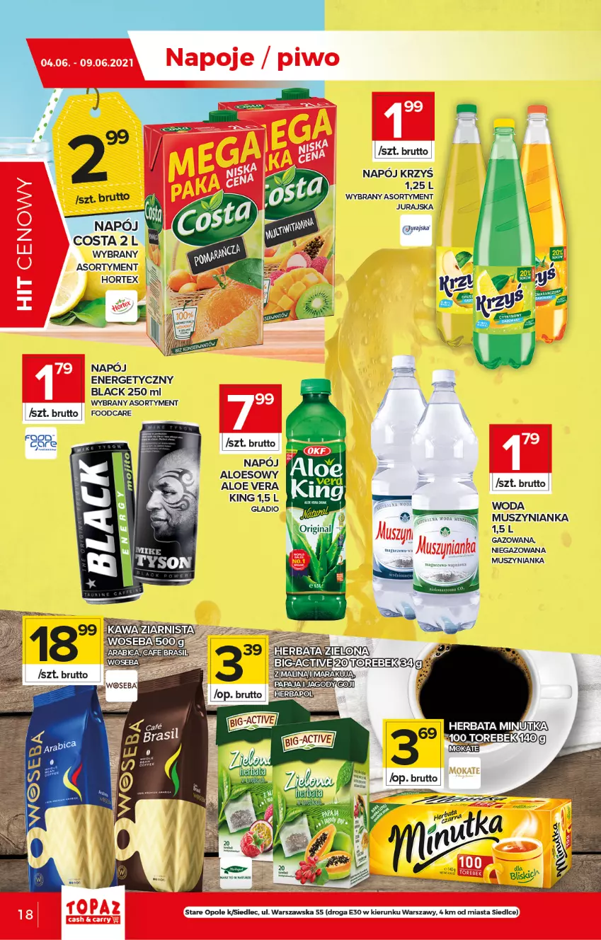 Gazetka promocyjna Topaz - Gazetka - ważna 03.06 do 09.06.2021 - strona 18 - produkty: Aloe vera, Hortex, Jagody, Lack, Mus, Muszynianka, Napój, Papaja, Woseba