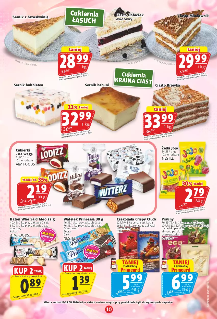 Gazetka promocyjna Prim Market - ważna 13.08 do 19.08.2026 - strona 10 - produkty: Babuni, Baton, Cukier, Cukierki, Czekolada, Kokos, Praliny, Princessa, Ser, Wafelek