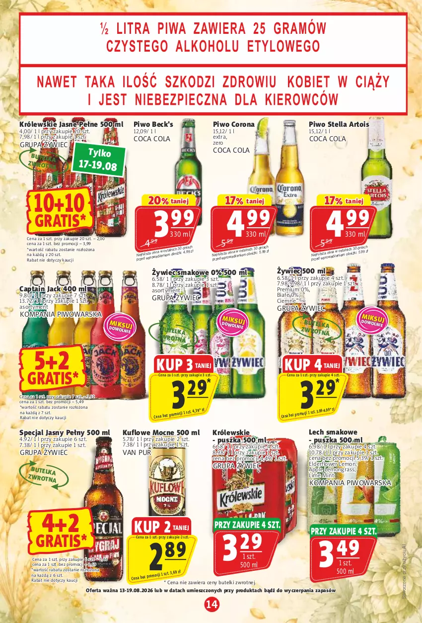 Gazetka promocyjna Prim Market - ważna 13.08 do 19.08.2026 - strona 14 - produkty: Captain Jack, Gra, Królewski, Piwo, Pur