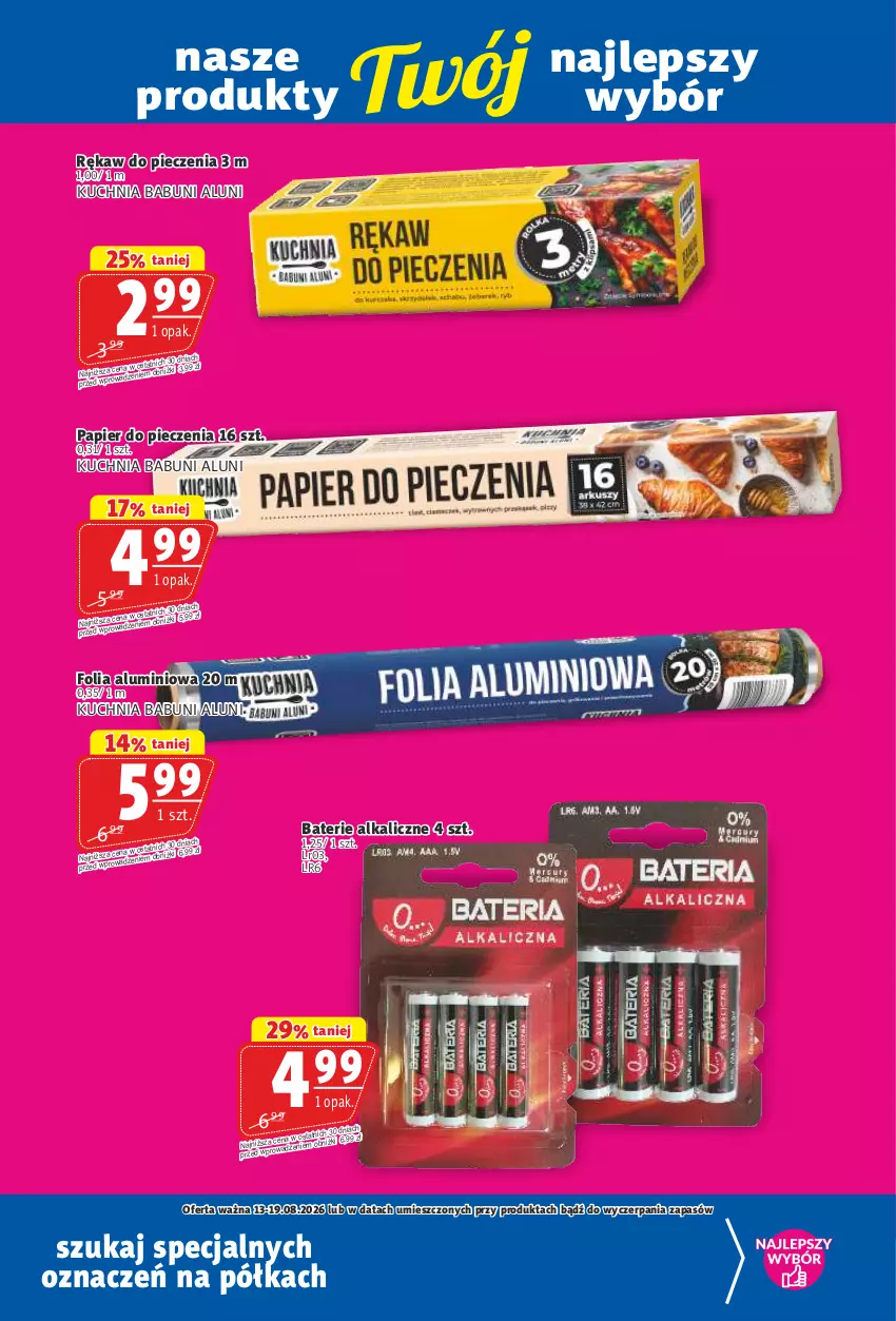 Gazetka promocyjna Prim Market - ważna 13.08 do 19.08.2026 - strona 18 - produkty: Babuni, Baterie alkaliczne, Folia aluminiowa, Kuchnia, Papier, Papier do pieczenia, Piec, Półka, Rękaw do pieczenia