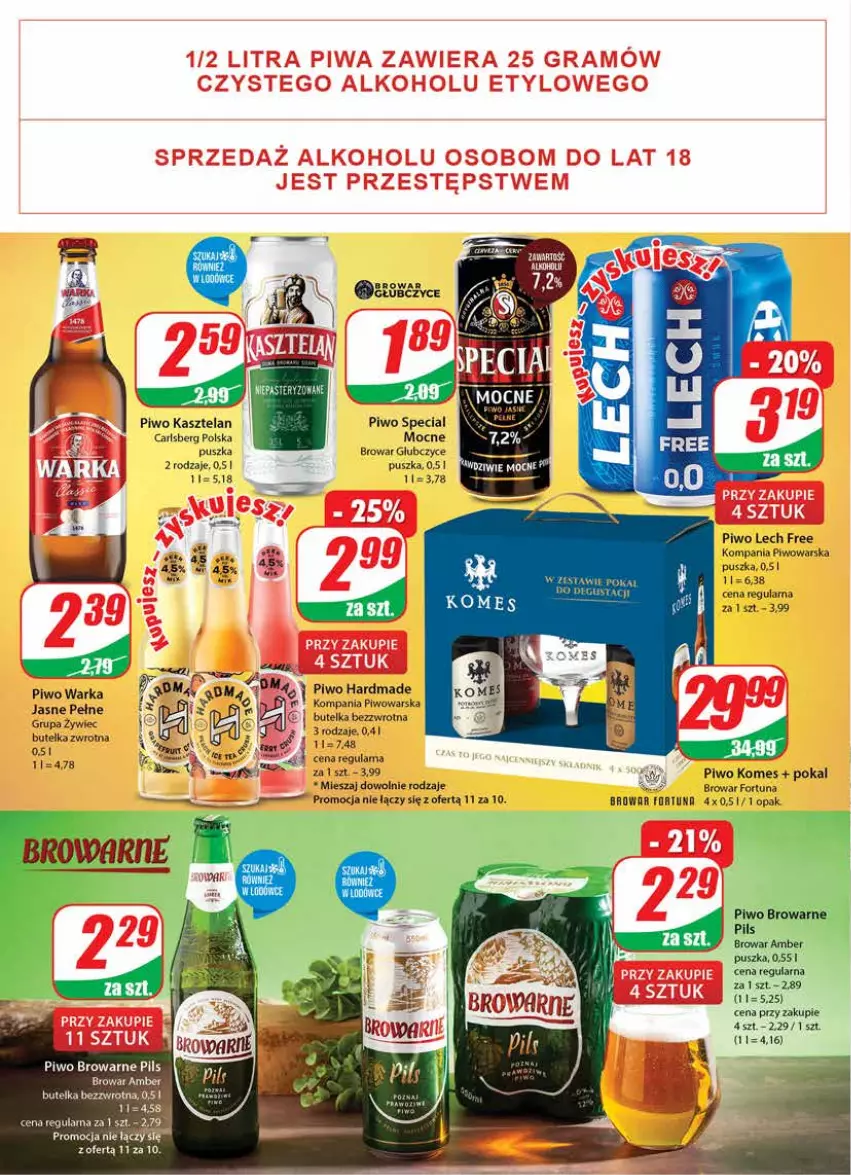 Gazetka promocyjna Dino - Gazetka - ważna 09.03 do 15.03.2022 - strona 18 - produkty: Carlsberg, Fa, Fortuna, Kasztelan, Piwo, Warka