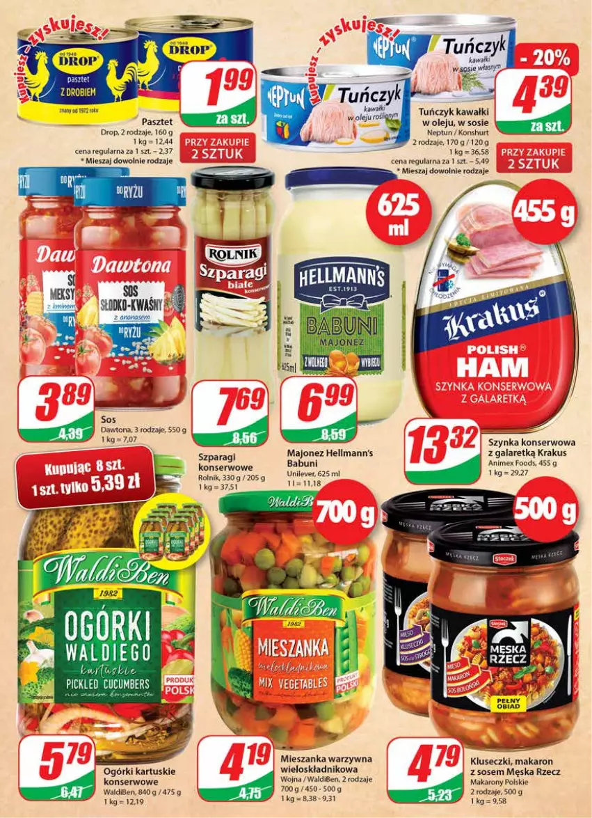 Gazetka promocyjna Dino - Gazetka - ważna 09.03 do 15.03.2022 - strona 9 - produkty: Ananas, Babuni, Dawtona, Gala, Kawa, Krakus, Majonez, Makaron, Makaron z sosem, Mieszanka warzyw, Olej, Pasztet, Rolnik, Ser, Sos, Szynka, Szynka konserwowa, Tuńczyk