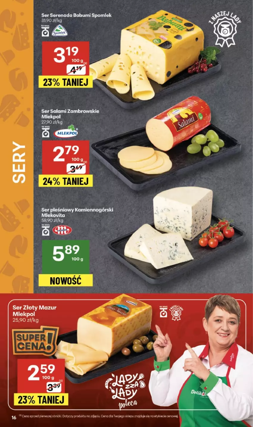 Gazetka promocyjna Delikatesy Centrum - Franczyza DC46 Czwartek - ważna 13.11 do 19.11.2025 - strona 16 - produkty: Salami, Ser, Ser pleśniowy, Ser salami, Złoty Mazur