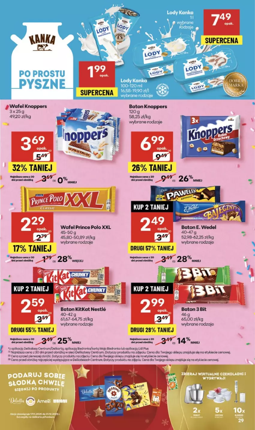 Gazetka promocyjna Delikatesy Centrum - Franczyza DC46 Czwartek - ważna 13.11 do 19.11.2025 - strona 29 - produkty: Baton, Dron, E. Wedel, Knoppers, Prince Polo, Rum