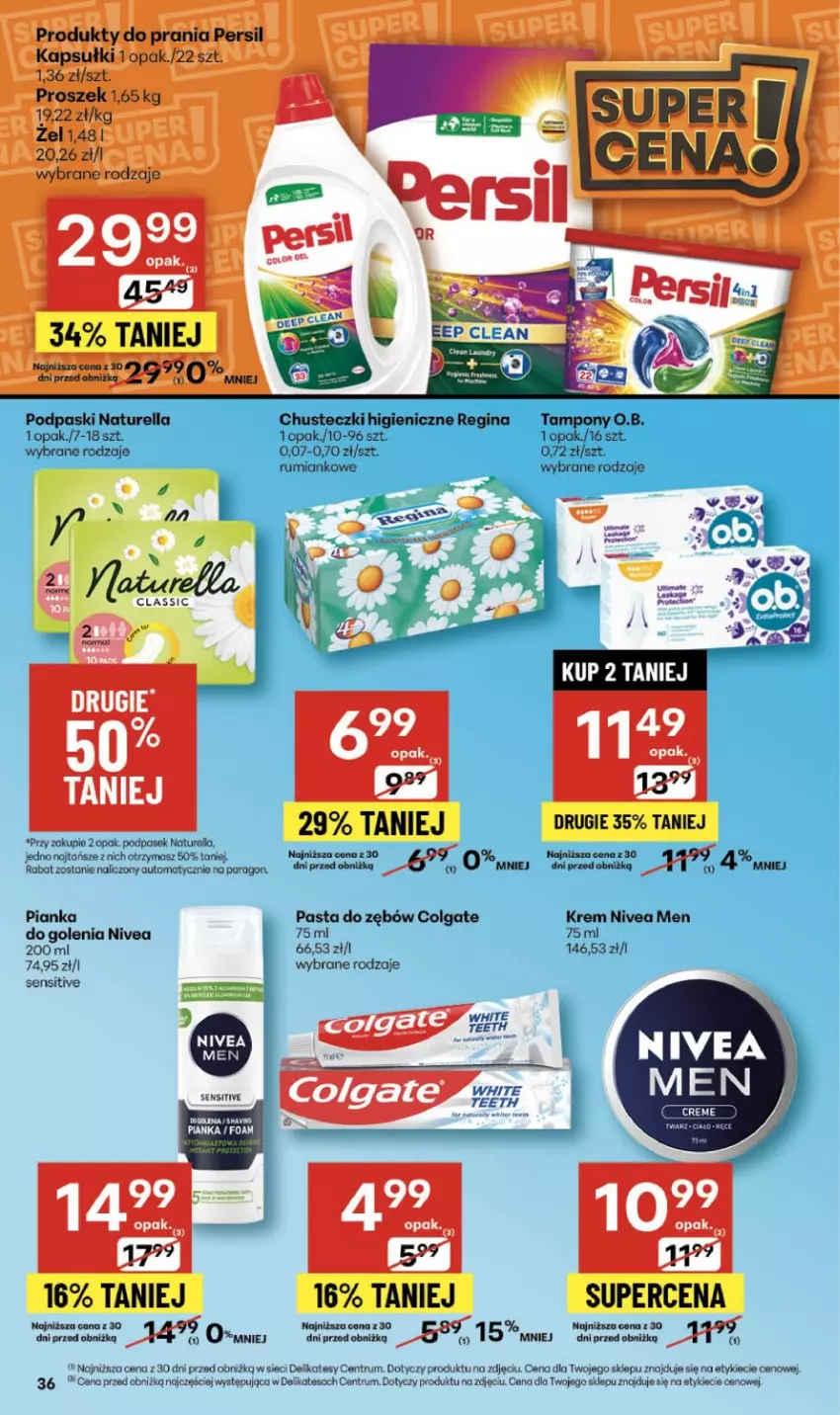 Gazetka promocyjna Delikatesy Centrum - Franczyza DC46 Czwartek - ważna 13.11 do 19.11.2025 - strona 36 - produkty: Colgate, LG, Naturell, Naturella, Nivea, Nivea Men, O.B., Pasek, Pasta do zębów, Podpaski, Rum, Tampony