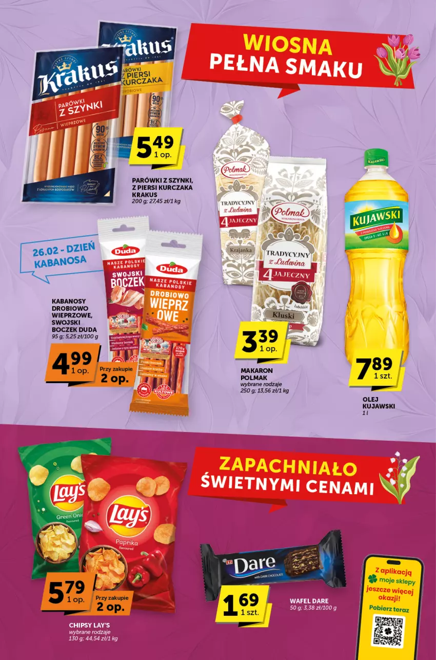 Gazetka promocyjna ABC - ważna 22.02 do 05.03.2024 - strona 3 - produkty: Boczek, Duda, Kabanos, Krakus, Kujawski, Kurczak, Makaron, Olej, Olma, Parówki, Parówki z szynki