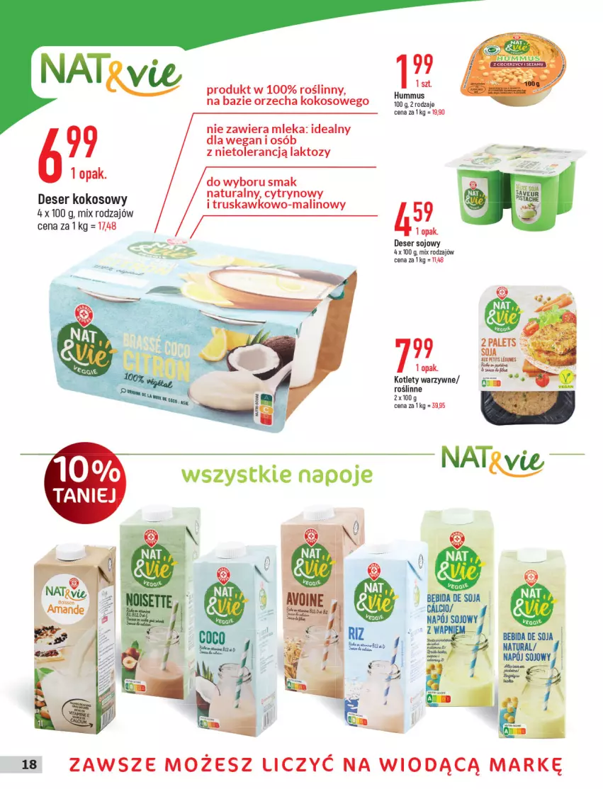 Gazetka promocyjna E Leclerc - ważna 31.05 do 11.06.2022 - strona 18 - produkty: Deser, Hummus, Kokos, Kotlet, Mus, Napoje, Ser