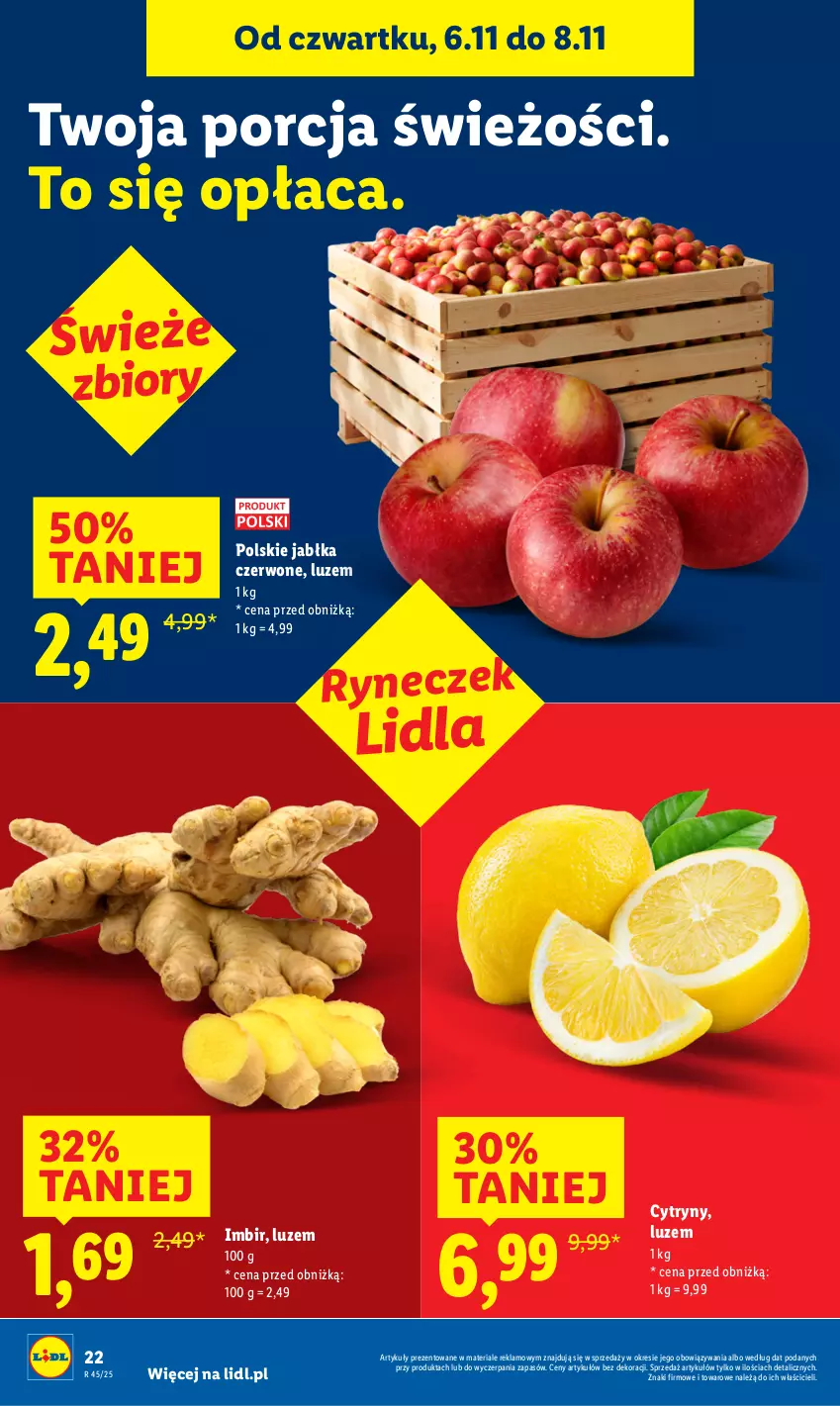 Gazetka promocyjna Lidl - GAZETKA - ważna 06.11 do 08.11.2025 - strona 22 - produkty: Cytryny, Imbir, Jabłka, Por