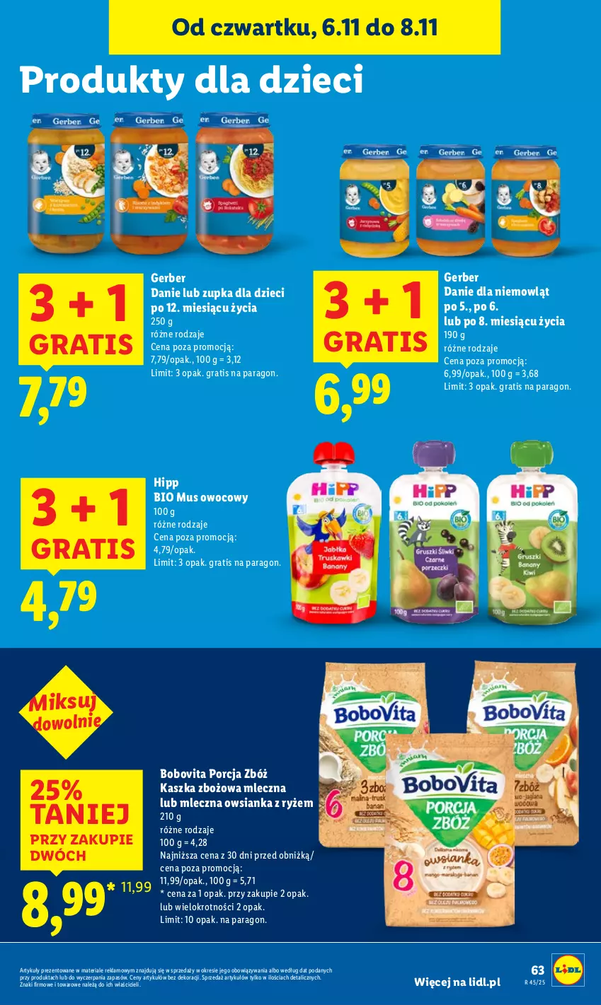 Gazetka promocyjna Lidl - GAZETKA - ważna 06.11 do 08.11.2025 - strona 65 - produkty: BoboVita, Dzieci, Gerber, Gra, HiPP, Hipp Bio, Mus, Owsianka, Por, Ryż
