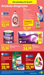 Gazetka promocyjna Lidl - GAZETKA - Gazetka - ważna od 08.11 do 08.11.2025 - strona 69 - produkty: Do mycia naczyń, Spray do czyszczenia, Papier, Proszek do prania, Płyn do mycia naczyń, Papier toaletowy, Velvet, Ręcznik, Fairy, Płyn do mycia, Flora, Ariel, Kapsułki do prania, Fa