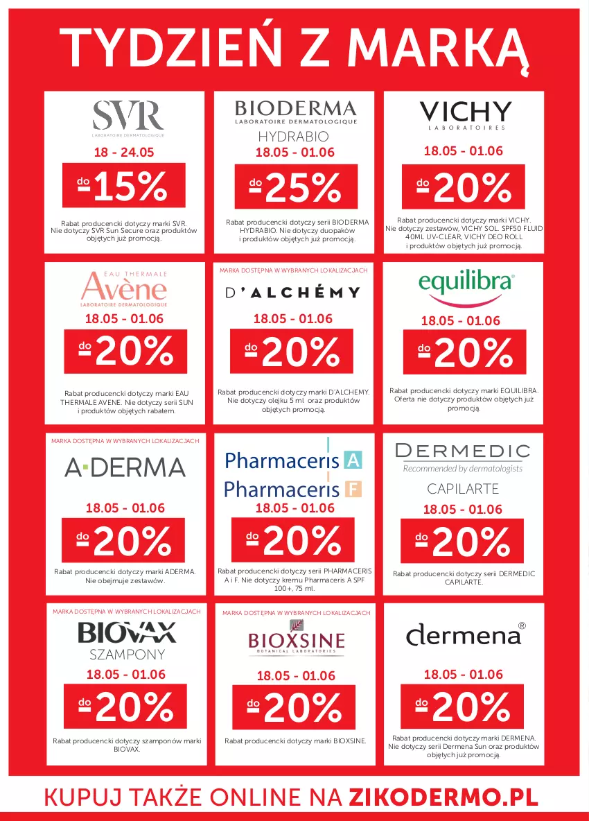 Gazetka promocyjna Ziko - Gazetka Ziko Dermo - ważna 18.05 do 01.06.2023 - strona 22 - produkty: Acer, Bioderma, Biovax, Capilarte, Dermedic, Dermena, Olej, Pharmaceris, Ser, SVR, Szampon, Vichy