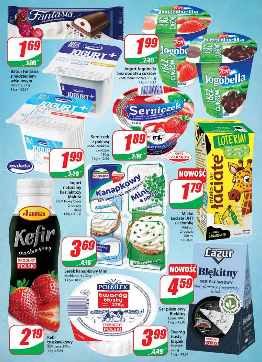 Gazetka promocyjna Dino - Gazetka - ważna 07.09 do 13.09.2022 - strona 13 - produkty: Bell, Bella, Danone, Fa, Fanta, Hochland, Jogobella, Jogurt, Kefir, Lazur, POLMLEK, Ser, Ser pleśniowy, Twaróg, Twaróg tłusty, Zott