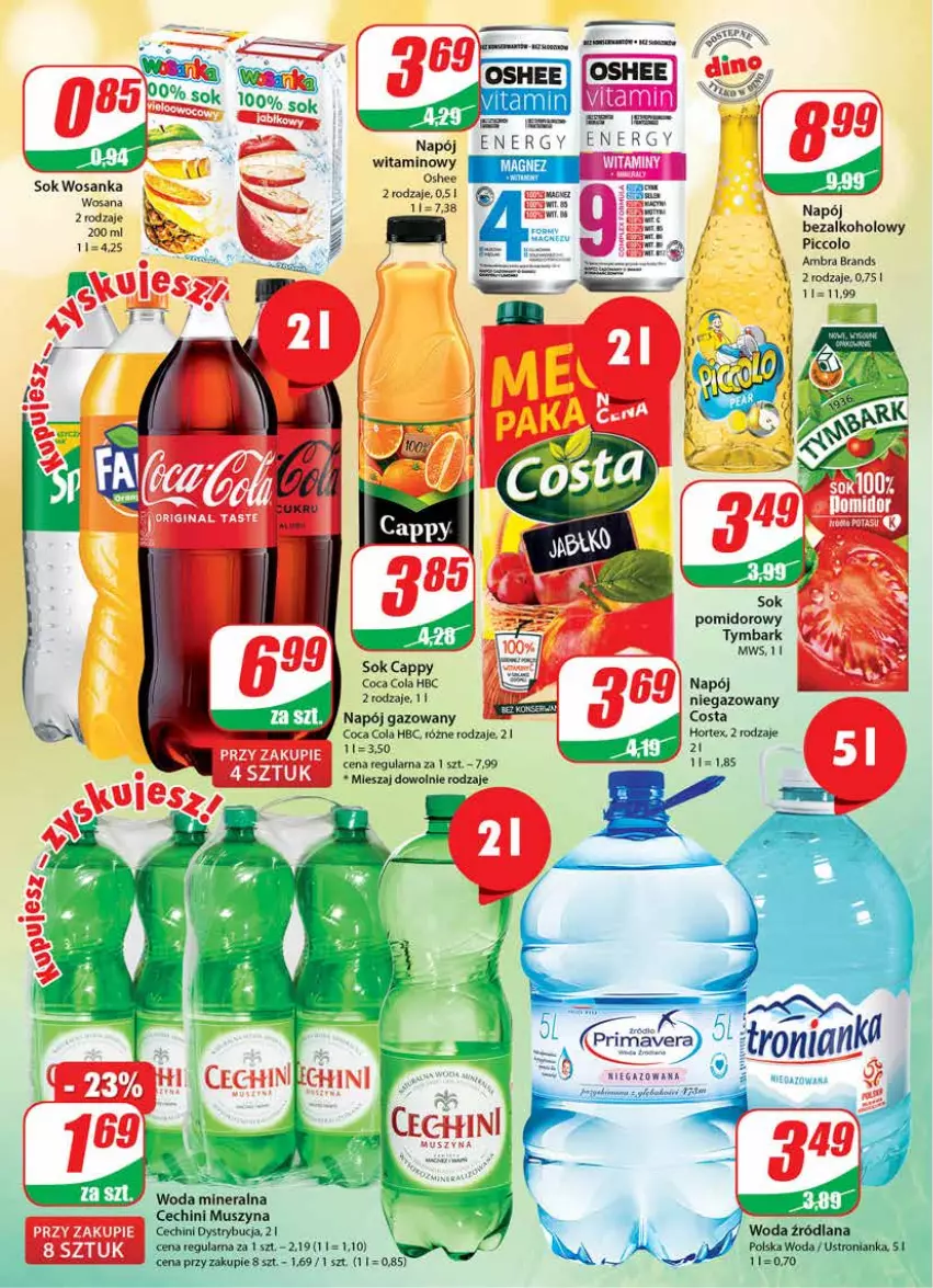 Gazetka promocyjna Dino - Gazetka - ważna 07.09 do 13.09.2022 - strona 2 - produkty: Cappy, Fa, Hortex, LANA, Mus, Napój, Napój gazowany, Napój niegazowany, Oshee, Prima, Primavera, Sok, Szyna, Tymbark, Woda, Woda mineralna, Wosana