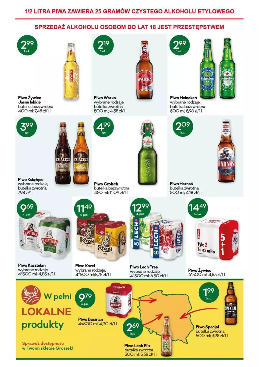 Gazetka promocyjna Groszek - Gazetka - ważna 23.09 do 06.10.2021 - strona 11 - produkty: Gra, Groszek, Harnaś, Heineken, HP, Kasztelan, Kozel, Książęce, Piwa, Piwo, Warka